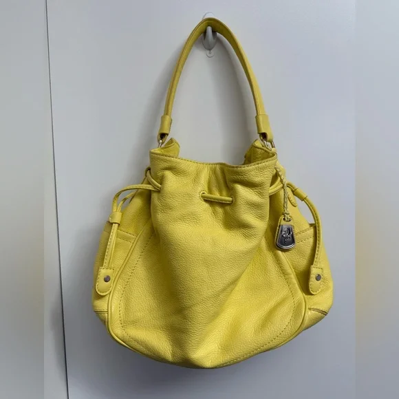 Cole Haan Yellow Leather Hobo Bucket Style Bag Great Condition - Picture 1 of 12